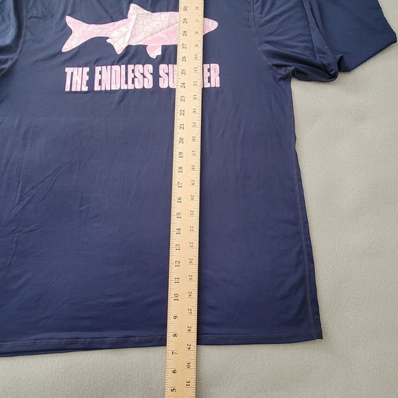 The Endless Summer Mens Graphic T Shirt Blue Pink Fish Print Long Sleeve XL New - Picture 5 of 8
